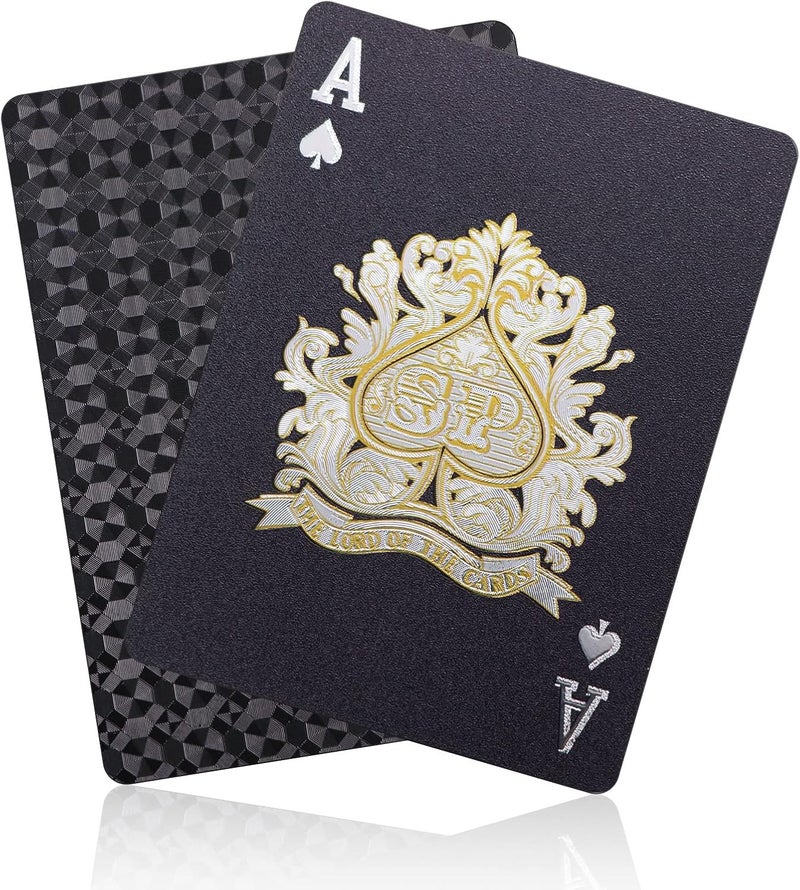 WJPC Black Diamond Premium PVC Material Elastic Waterproof Poker Playing Cards,Cool Playing Cards for Party and Game,Deck of Cards - Image 1