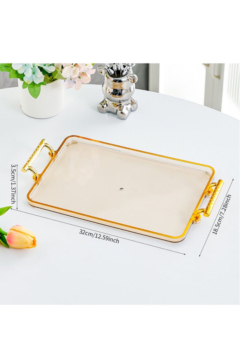 يوآ 3 قطع صينية تقديم مستطيلة الشكل بمقابض كبيرة ومتوسطة وصغيرة، طاولة قهوة مزخرفة للمنزل، صينية طعام، صينية فاكهة، صينية بار، صينية عطور، صينية كوكتيل، لتقديم الطعام والمشروبات والوجبات الخفيفة، للاستخدام في المطبخ المنزلي والمكتب الخارجي والمطعم والمقهى - Image 5