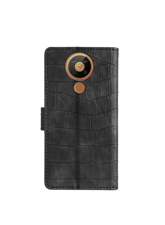 S-TOP Case For Nokia 5.3 Skin Feel Crocodile Texture Magnetic Clasp PU Leather Phone Case - Image 3