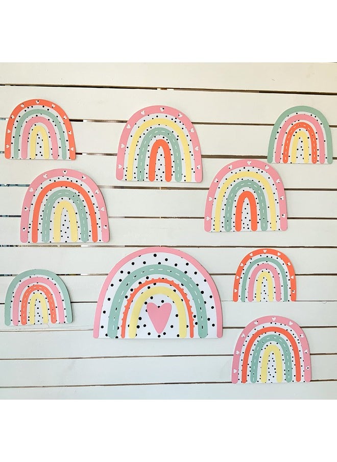 Pinfliers Pinfliers Boho Rainbow Theme Birthday Decorations Items, Paper Cutouts for Birthday Decoration, 9 Big Boho Rainbow Theme Cutouts, Backdrop for Birthday Decoration / 1st Birthday Decoration for Girls  - Image 1