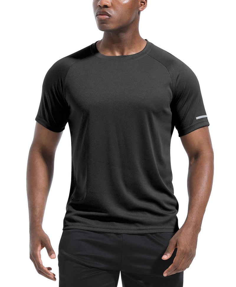 Boyzn قمصان رياضية للرجال 3 عبوات جافة تناسب الرقبة Crew Neck تي شيرتات رياضية للجري في صالة الألعاب الرياضية بأكمام قصيرة - أسود/رمادي/رمادي داكن-3P11-XL - Image 3