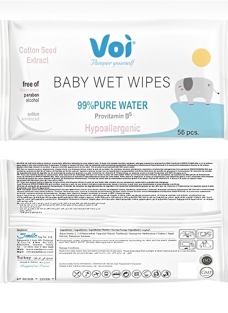 Voi Hypoallergenic Wet Wipes 56 Piece Single Pack  - Image 2