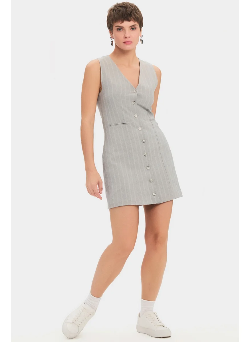 جون Women's V Neck Sleeveless Mini Vest Dress