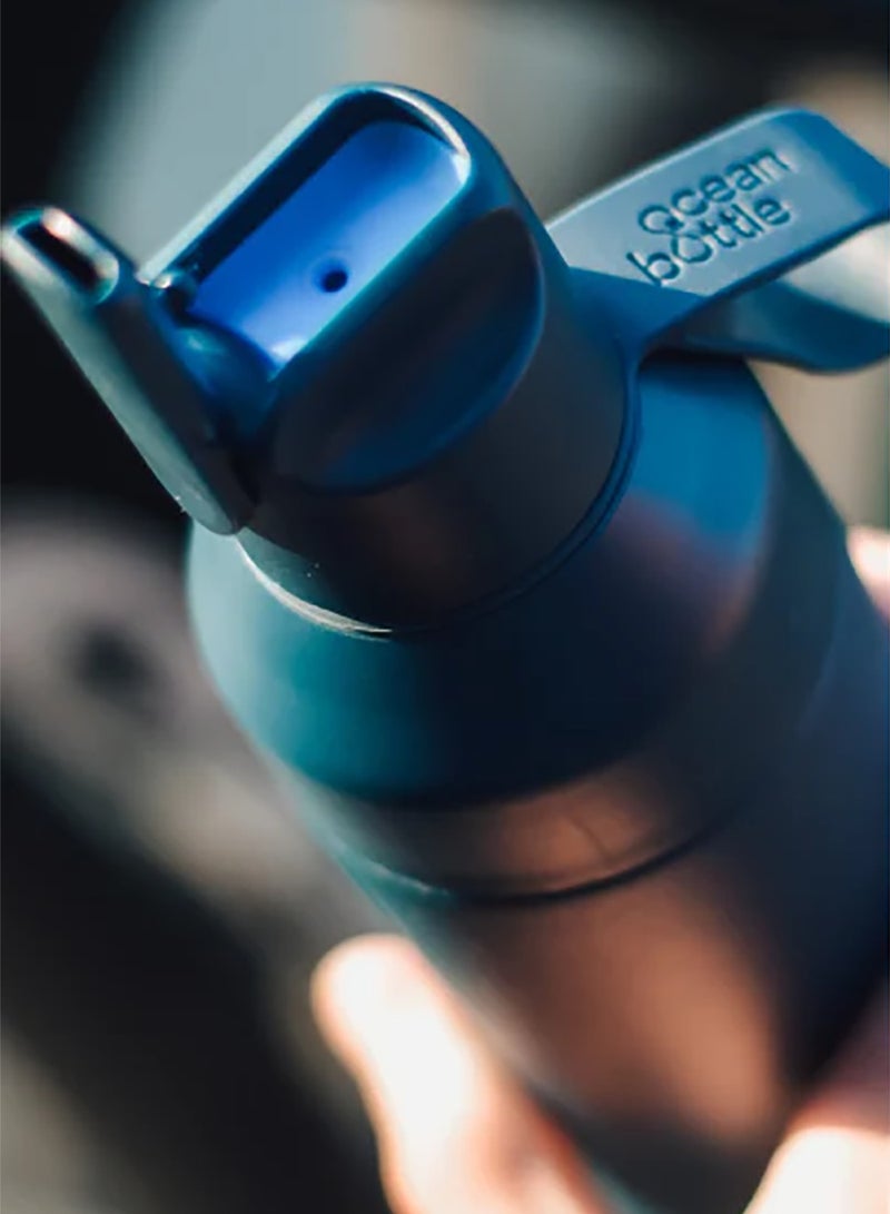 Ocean Bottle Eco-Friendly Stainless Steel Reusable Water Bottle Leakproof With Straw And Flip Lid - Ocean Blue 17 oz - Image 2