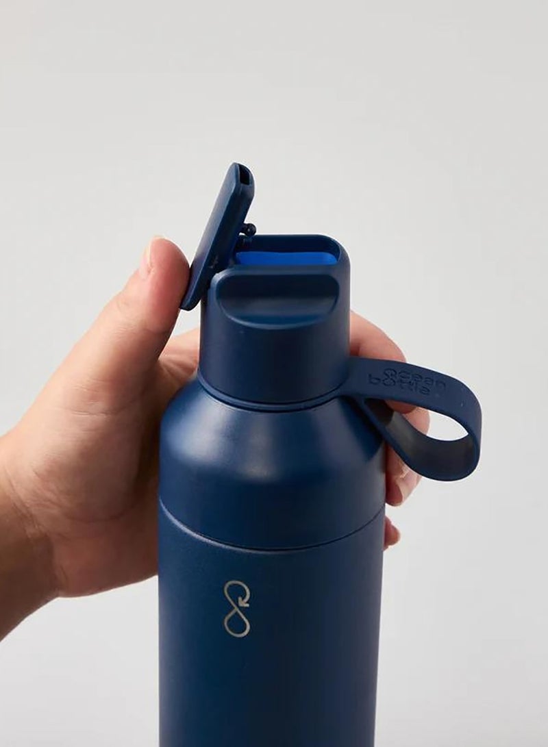 Ocean Bottle Eco-Friendly Stainless Steel Reusable Water Bottle Leakproof With Straw And Flip Lid - Ocean Blue 17 oz - Image 3