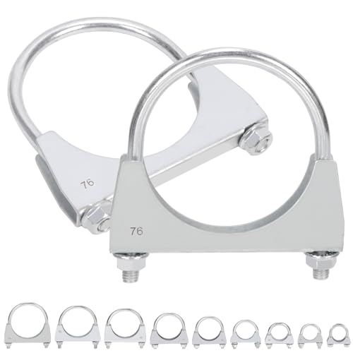 Mardatt 2Pcs 3 76mm Exhaust U Clamps U Bolt Muffler Clips Silver Steel Automotive Exhaust Clamps - Image 1