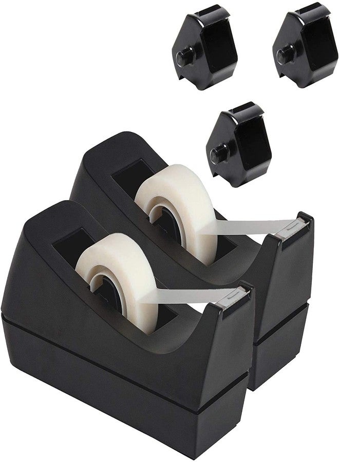 Klingy Desktop Tape Dispenser, 2-Pack, Non-Skid Base - with 3 Extra Tape Dispenser Replacement Core (Tape not Included), Perfect for Office, Home, School - Value Pack - Image 1