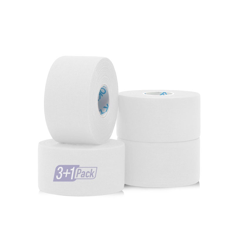 OK TAPE Athletic Sports Tapeï¼ˆ4 Packs) - 45ft Per Roll Very Strong Tape for Athlete & Sport Trainers & First Aid Injury Wrap, Perfect for Fingers Ankles Wrist on Bat, Hockey Stick - White - Image 1