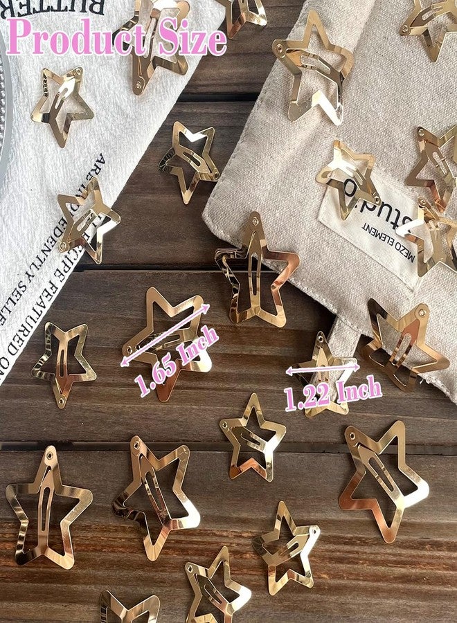 Seneeel 30 PCS Gold Star Hair Clips,20PCS 1.22"Star Hair Clip and 10 PCS 1.65"Star Hair Clips Snap Star Hair Accessories Non Slip Star Clips for Girls Women Gold Accessories Gold Metal Hair Clips - Image 2