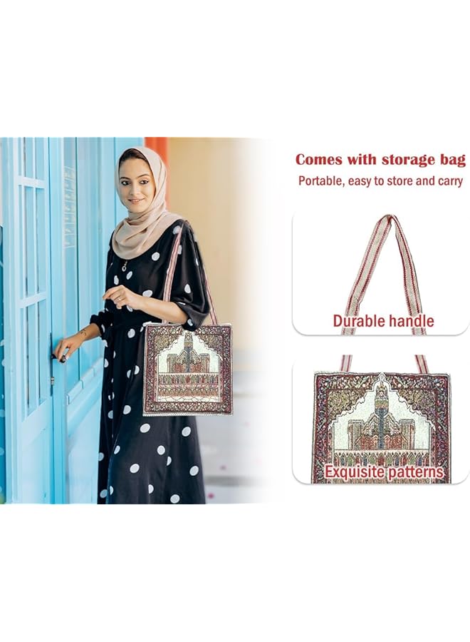 erorex Prayer Mat Embossed Prayer Rug Elegant Design Large Thin Lightweight Polyester Prayer Mat Islamic Anti Slip Prayer Rug With Exquisite Bags For Ramadan Islamic Muslim Prayer Great Gift For Family  - Image 5