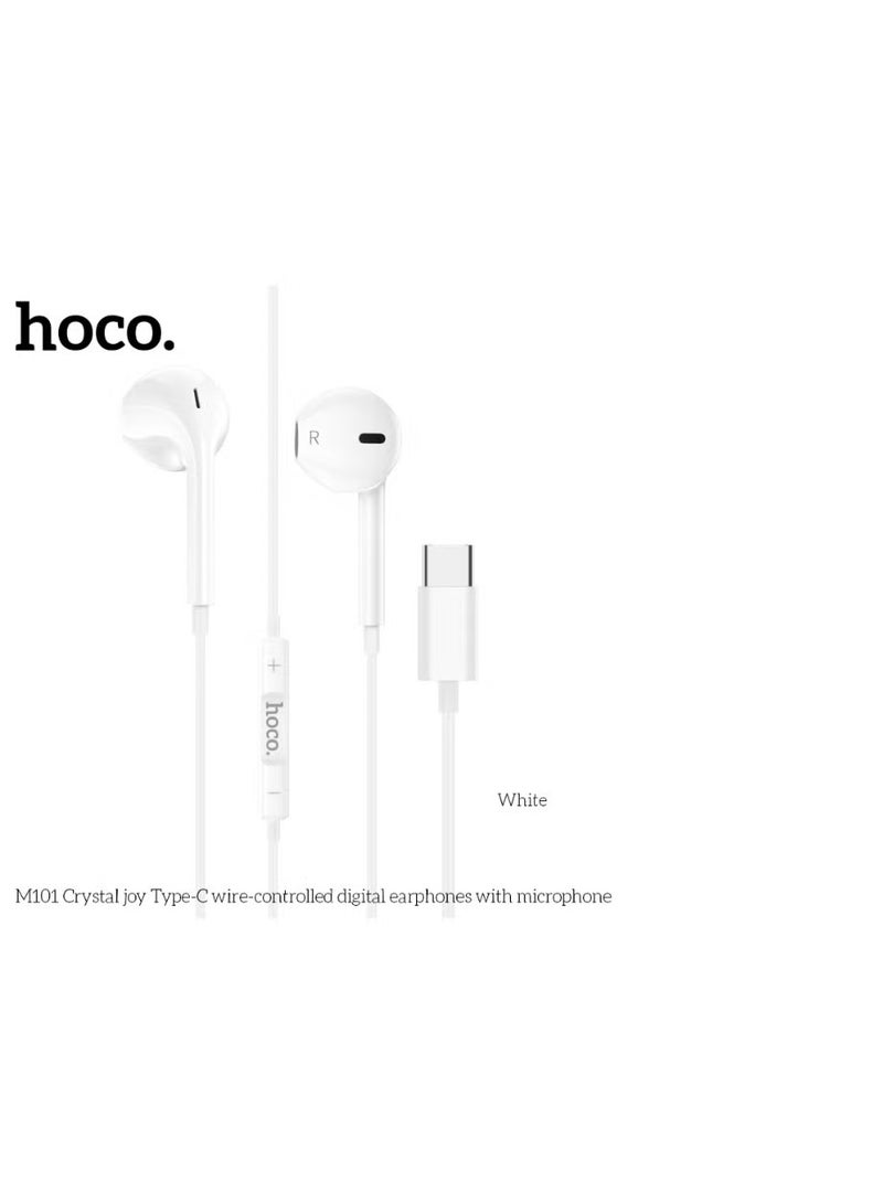 هوكو. سماعات أذن كريستال جوي الرقمية السلكية من النوع C مع ميكروفون - صوت عالي الجودة وعناصر تحكم مدمجة - Image 1