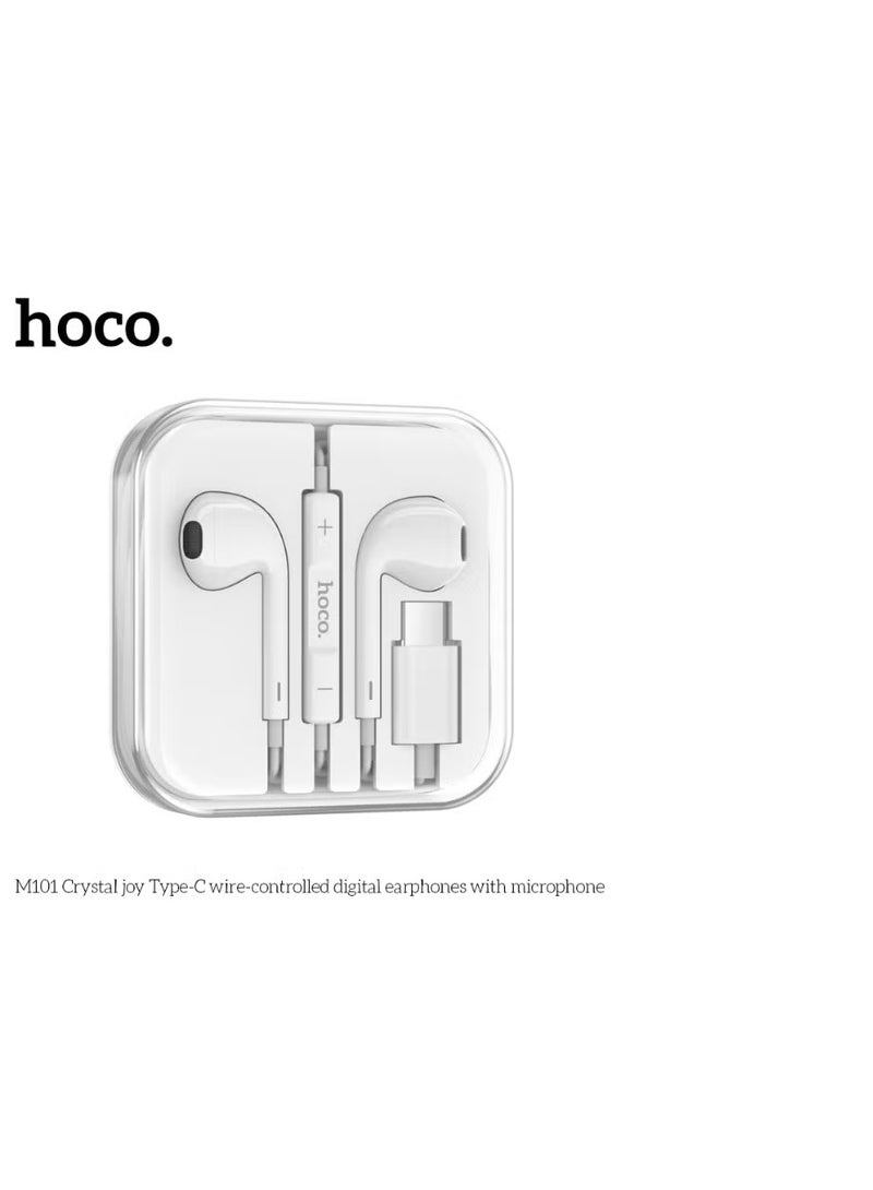 هوكو. سماعات أذن كريستال جوي الرقمية السلكية من النوع C مع ميكروفون - صوت عالي الجودة وعناصر تحكم مدمجة - Image 4