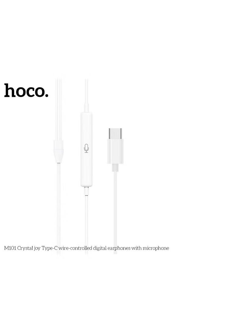 هوكو. سماعات أذن كريستال جوي الرقمية السلكية من النوع C مع ميكروفون - صوت عالي الجودة وعناصر تحكم مدمجة - Image 2