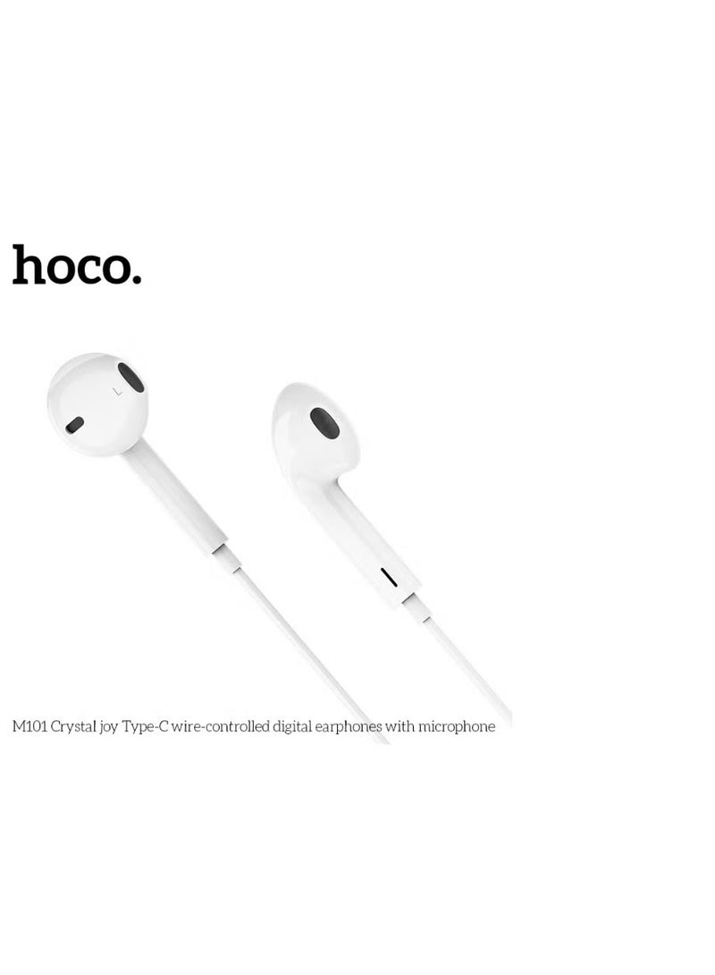 هوكو. سماعات أذن كريستال جوي الرقمية السلكية من النوع C مع ميكروفون - صوت عالي الجودة وعناصر تحكم مدمجة - Image 3