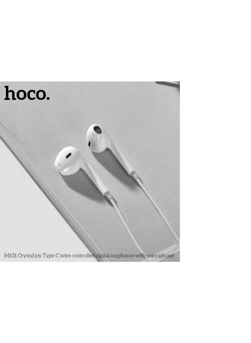 هوكو. سماعات أذن كريستال جوي الرقمية السلكية من النوع C مع ميكروفون - صوت عالي الجودة وعناصر تحكم مدمجة - Image 5