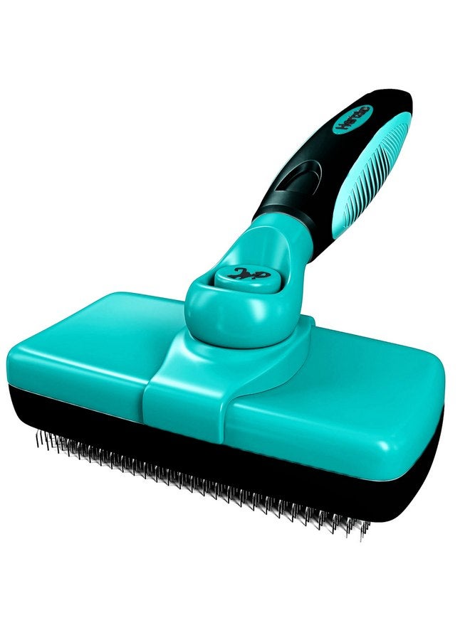 Hertzko Dog Brush for Shedding - Self Cleaning Slicker Brush for Dogs and Cats - Gently Removes Loose Hair, Tangles, and Dirt - Grooming Brush Suitable for Long or Short Coats - Aqua - Image 1