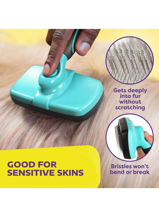 Hertzko Dog Brush for Shedding - Self Cleaning Slicker Brush for Dogs and Cats - Gently Removes Loose Hair, Tangles, and Dirt - Grooming Brush Suitable for Long or Short Coats - Aqua - Image 5