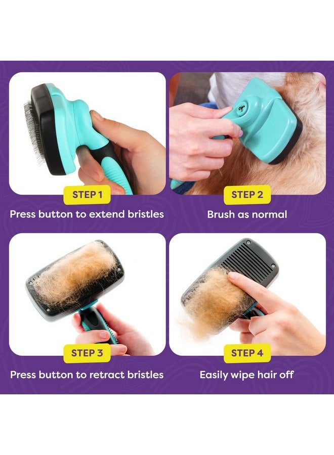 Hertzko Dog Brush for Shedding - Self Cleaning Slicker Brush for Dogs and Cats - Gently Removes Loose Hair, Tangles, and Dirt - Grooming Brush Suitable for Long or Short Coats - Aqua - Image 4