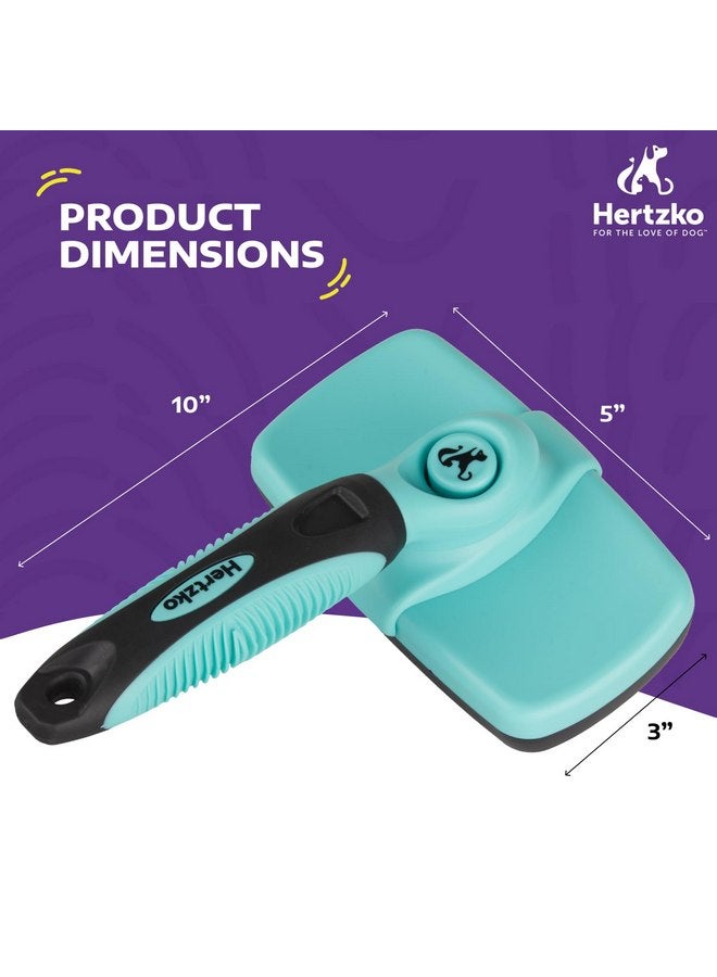 Hertzko Dog Brush for Shedding - Self Cleaning Slicker Brush for Dogs and Cats - Gently Removes Loose Hair, Tangles, and Dirt - Grooming Brush Suitable for Long or Short Coats - Aqua - Image 3