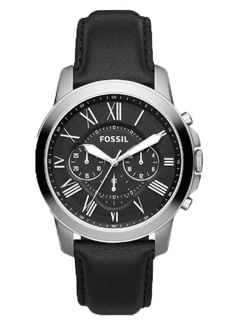 فوسيل ساعة يد كرونوغراف بسوار من الجلد طراز FS4812IE - مقاس 48 مم - لون أسود رجال - Image 1