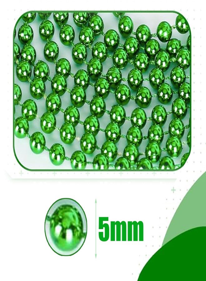 Groumh 50PCS St Patricks Day Accessories, Green St. Patricks Day Beads Necklace, 31.5" Round Beads Irish Saint Patricks Necklaces Costume Bulk, Parade Throw Accessories for Wedding Birthday St. Patricks Decor - Image 2