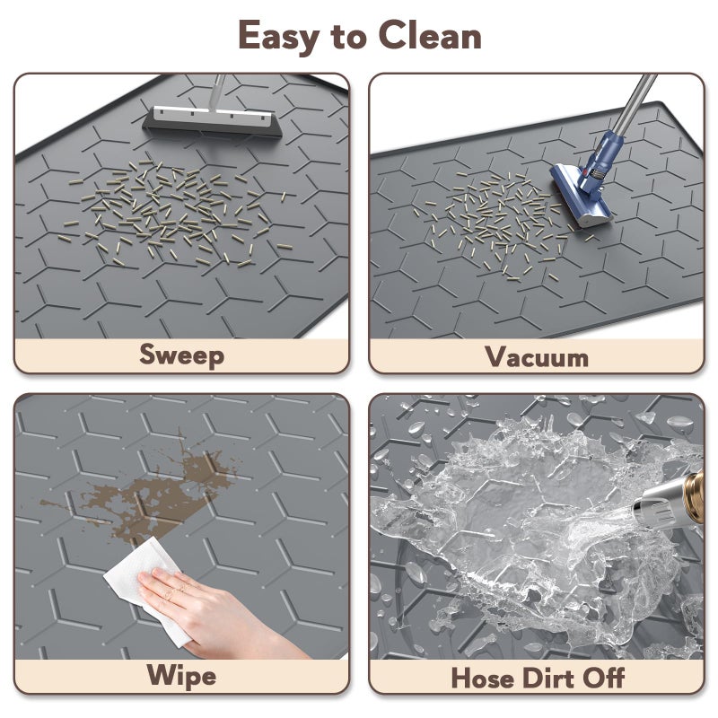Garoopion Cat Litter Box Mat, Large 34" X 22" Cat Litter Mat, Waterproof Silicone Pad for Floor, Dark Gray - Image 4