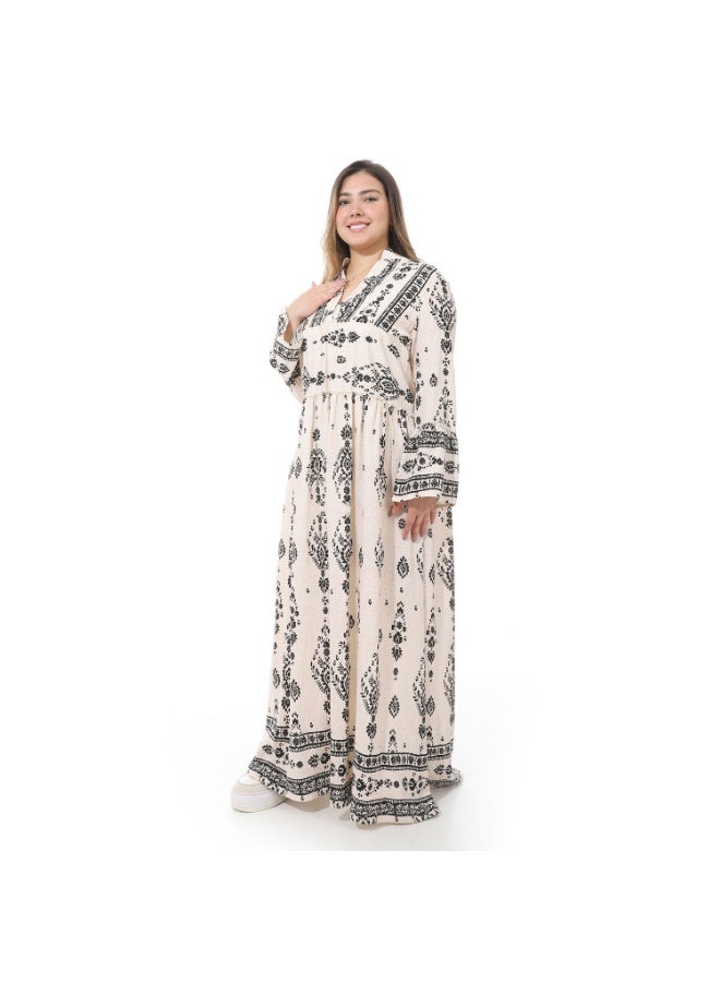 Coctail 4854-Maxi Dress-Beige - Image 2
