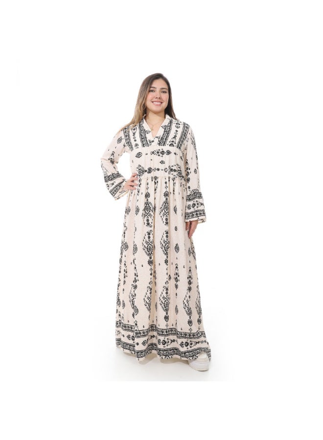 Coctail 4854-Maxi Dress-Beige - Image 1