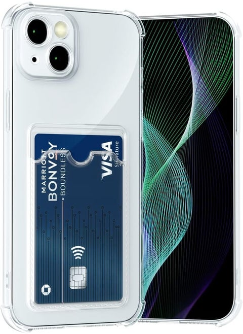 (iPhone 13 Mini) Case Compatible with iPhone 13 Mini with Card Holder and Card Holder Slim Soft TPU Bumper Anti-Scratch Protective Cover for iPhone 13 Mini