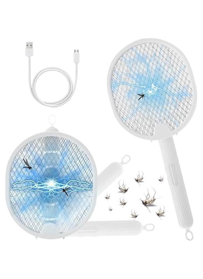 HOOKOR Fly Swatter Electric Racket, 2 in 1 Electric Bug Zapper Racket, Rechargeable Foldable Fly Swatter Bug Zapper, Fly Killer Mosquitoes Trap Lamp, for Indoor Home Office Backyard Patio Camping  - Image 1