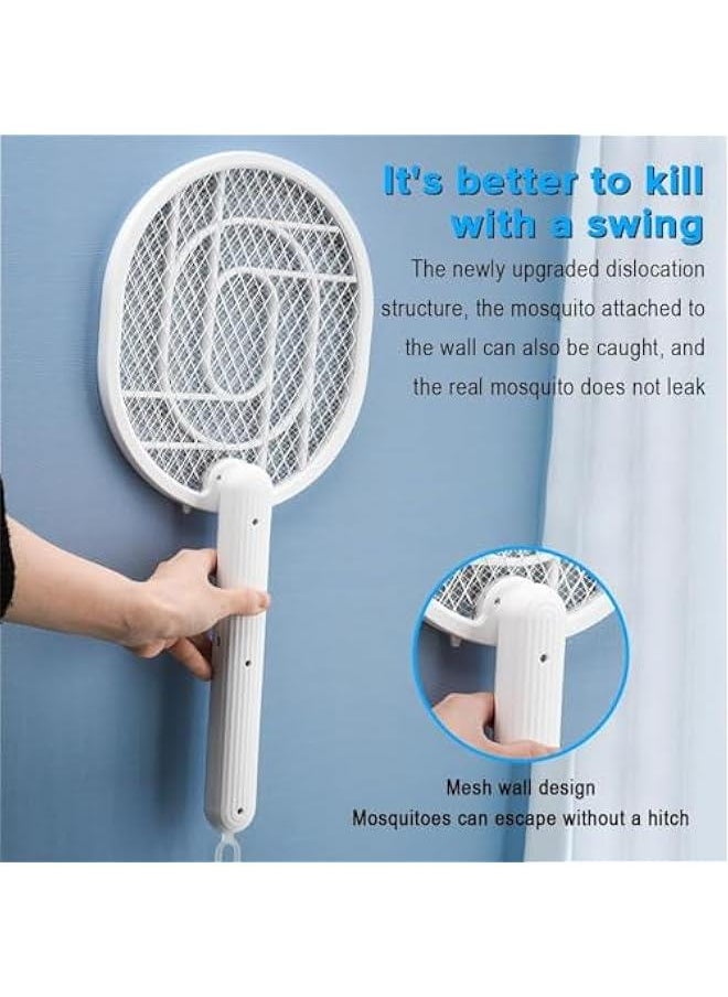 HOOKOR Fly Swatter Electric Racket, 2 in 1 Electric Bug Zapper Racket, Rechargeable Foldable Fly Swatter Bug Zapper, Fly Killer Mosquitoes Trap Lamp, for Indoor Home Office Backyard Patio Camping  - Image 3