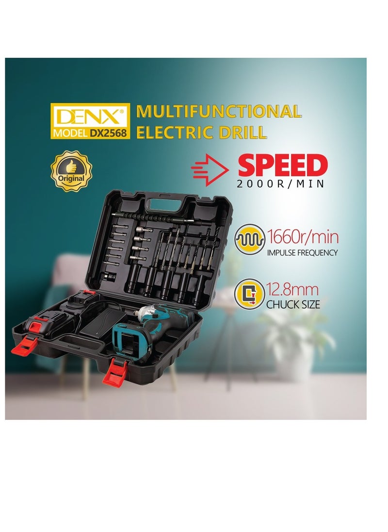 Denx Cordless Drill 2000r/min Speed with Two 21V Batteries | 1660r/min Impulse Frequency | 12.8mm  - Image 5