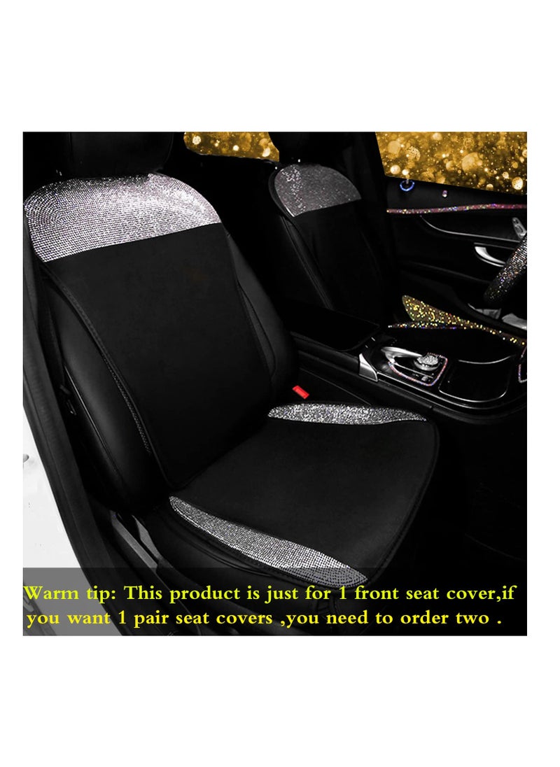 Captaintech Stylish Rhinestone Seat Covers for Women Breathable Mesh Front Seat Protector Universal Fit for Most Cars White  - Image 2
