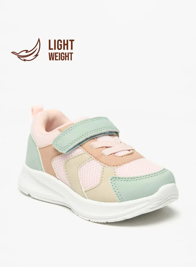 بيرفيت Colourblock Lightweight Sneakers with Hook and Loop Closure
