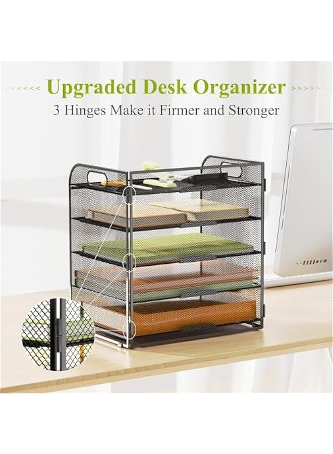 تراسل منظم اوراق من هوكور ملفات مكتبي 5 طبقات مع مقبض سطح المكتب معدني اسود لمستلزمات والمدرسة والمنزل صلب كربون - Image 2