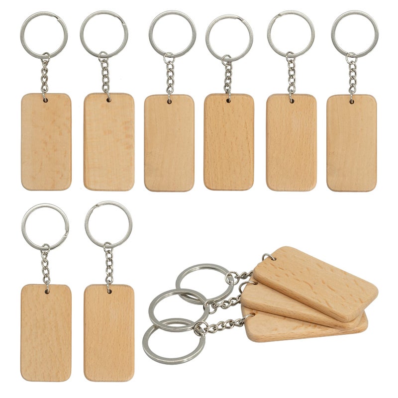 TFoRibbon TFoRibbon Rectangle Wood Engraving Blanks Blank Wooden Key Tag with Keychain 20 Pack TFoRibbon00053 
