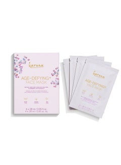 Karuna Skin Agedefying+ Face Masks For Dry Mature Skin Rejuvenating & Nourishing Face Masks Skincare Essential Facial Mask With Elderberry Calendula & Wild Yam 4 Sheets Per Pack  - Image 1