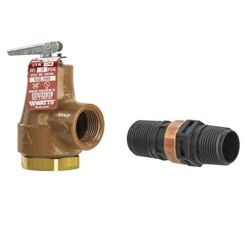 Watts 374A-030-FS Iron Boiler Pressure Relief Valve, 3/4 Inch, 30 psi Pressure Relief Point, Forged Brass Inlet, Female NPTF Threaded End Connections, Discharge Line Flood Sensor Included - Image 2