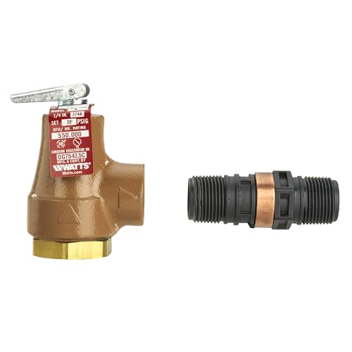 Watts 374A-030-FS Iron Boiler Pressure Relief Valve, 3/4 Inch, 30 psi Pressure Relief Point, Forged Brass Inlet, Female NPTF Threaded End Connections, Discharge Line Flood Sensor Included - Image 1