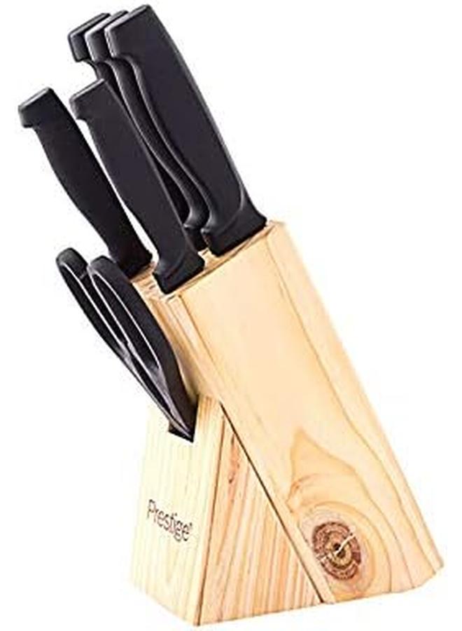 Prestige Bronze Pattern And Silver Plated Knife Block 7 Pieces Set Fade Proof Easy Cleaning Bread 8 Inch Chef 8 Inch Slicing 8 Inch Utility 5 Paring 3 Inch Scissor Stand Pr50919 Black - Image 2