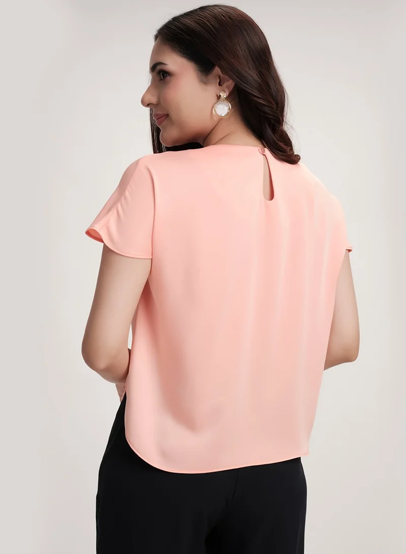 Zigzag Loose Fitted Satin Top