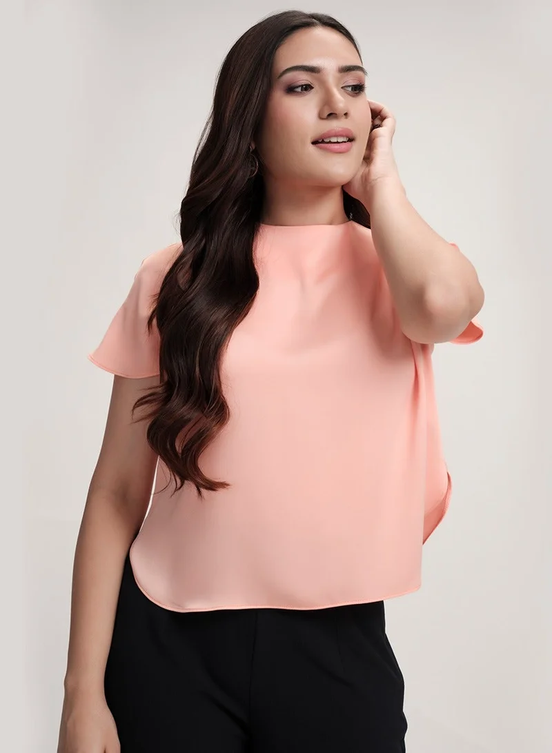 Zigzag Loose Fitted Satin Top