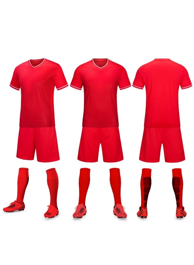 Adult Children's Football Jersey Short Sleeve Training Suit Red
