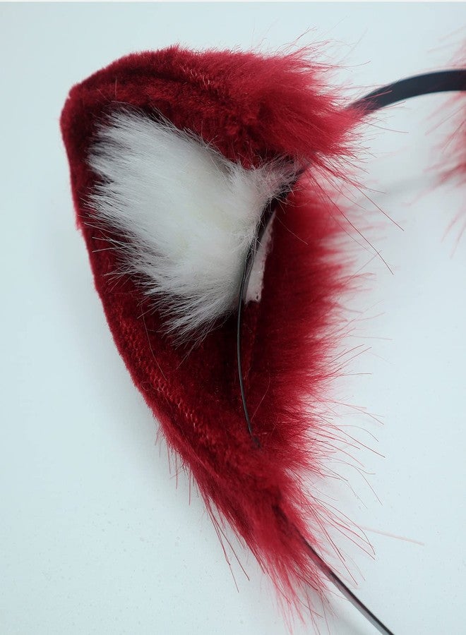 QinRuan Cat Fox Faux Fur Ears Headband Cute Halloween Fancy Dress Cosplay Handmade Animal Furry Ears Hair Hoop - Image 3