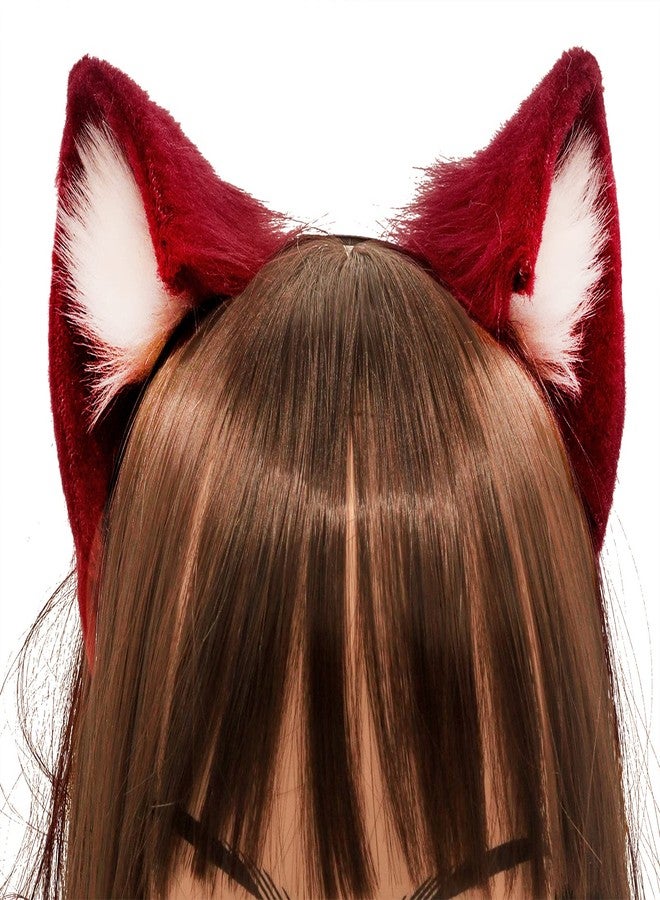 QinRuan Cat Fox Faux Fur Ears Headband Cute Halloween Fancy Dress Cosplay Handmade Animal Furry Ears Hair Hoop - Image 4