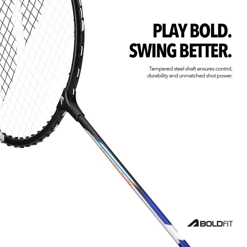 BOLDFIT مضارب كرة الريشة من الألمنيوم مع حقيبة تغطية كاملة مضرب شوتل قياسي مضارب شوتل خفيفة الوزن - أزرق - Image 5