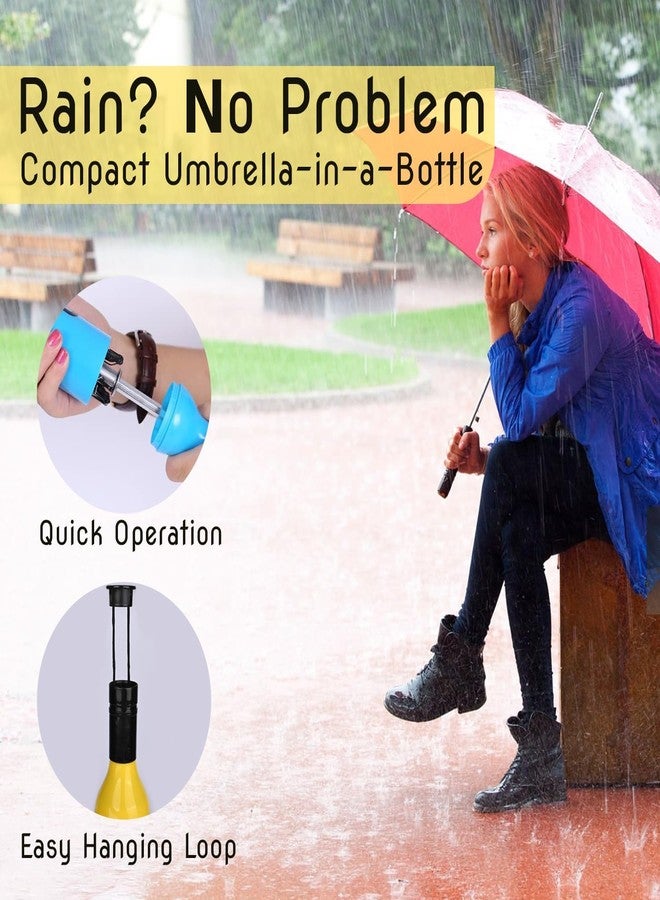 JETVEEK Mini Wine Bottle Umbrella Portable Folding UV Proof Compact Lightweight Travel Umbrellas for Women Men Kids (Pack of 1, Random Color) - Image 5