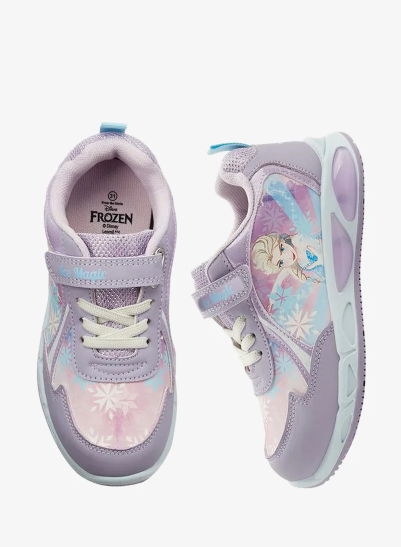 Disney Girls Elsa Print Light-Up Ankle School Sneakers