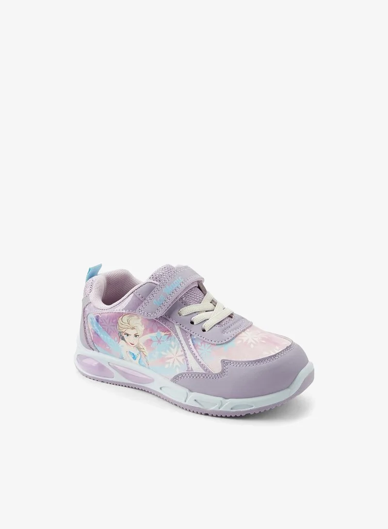 ديزني Girls Elsa Print Light-Up Ankle School Sneakers