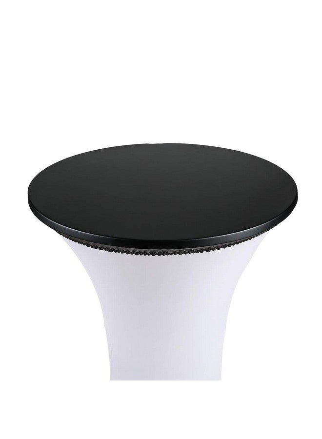 JISEN JISEN Cocktail Waterproof Round Table Topper Cap Polyester Fitted Stretchable Tablecloth Cover 48 Inch D-Black - Image 3